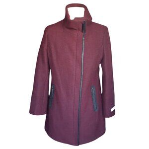 Calvin Klein SZ M Wine Mid Length Zippered Women's Winter Coat